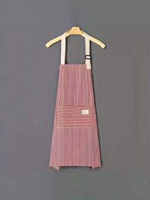 1 Delantal de lino universal anti-manchas para restaurante, cafetería, camarero y uso doméstico en la cocina - Suministros de limpieza para cocina doméstica y comercial, con estilo y práctica. Exquisito diseño a rayas que resalta la calidad de vida. Correa ajustable en el hombro para adaptarse a diferentes necesidades corporales. Ya sea un cocinero en casa o un chef profesional, puede hacerte lucir elegante