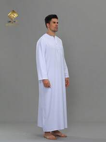 Áo choàng cầu nguyện nam Disqoir chất liệu mềm mại, không xù lông, kiểu dáng Ma-rốc, tay dài, cổ tròn, thêu họa tiết tinh tế, áo choàng cầu nguyện nam Ả Rập thanh lịch - Áo choàng cầu nguyện tay dài mềm mại, có thể giặt máy, phù hợp cho mọi mùa và các dịp lễ tôn giáo | Thiết kế cổ tròn | Chất liệu mịn | Áo choàng nam Ả Rập truyền thống, kiểu dáng Ma-rốc. - trắng - Xem 10