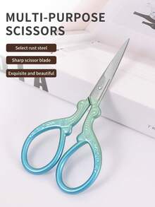 1pc Stainless Steel Ombre Precision Pointed Scissors, Multifunctional Vintage Beauty Embroidery Scissors For Facial Hair, Eyebrows, Eyelashes, Beard, Nose - Suitable For Home, Travel And Outdoor Use
