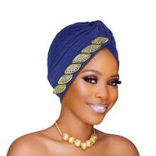 1件亮片派对帽头巾，非洲传统帽，南美帽，西瓜帽，节日帽，镶钻帽，休闲帽，适合派对、节日、送礼，也可作睡帽或睡帽。 - 彩色 - 查看 6