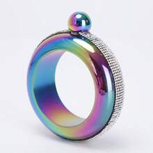 定制304不锈钢水晶手镯酒壶 – 3.5盎司圆形彩色激光雕刻酒壶，镶嵌水钻，是送给她的完美新年和情人节礼物