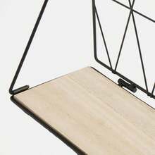 OHS Geometric Wire Hanging Wooden Wall Mounted Display Storage Organiser Shelf - Black - View 4