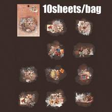 10 coli/autocolante pentru pungă, acele vremuri vechi, autocolante de fundal cu cerneală vintage, accesorii pentru albume, accesorii pentru caiete, rame foto decorative, huse pentru computer și telefon, pahare cu apă, reviste de gunoi, penare, autocolante decorative pentru birou, autocolante pentru sezonul de întoarcere la școală, rechizite școlare