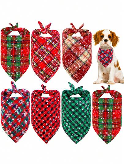 6 sztuk świątecznych, limitowanych, trójkątnych szalików dla zwierząt, szalik dla psa, wzór płatka śniegu, trójkątny szalik dla zwierząt, odpowiedni na zimową dekorację na imprezę świąteczną