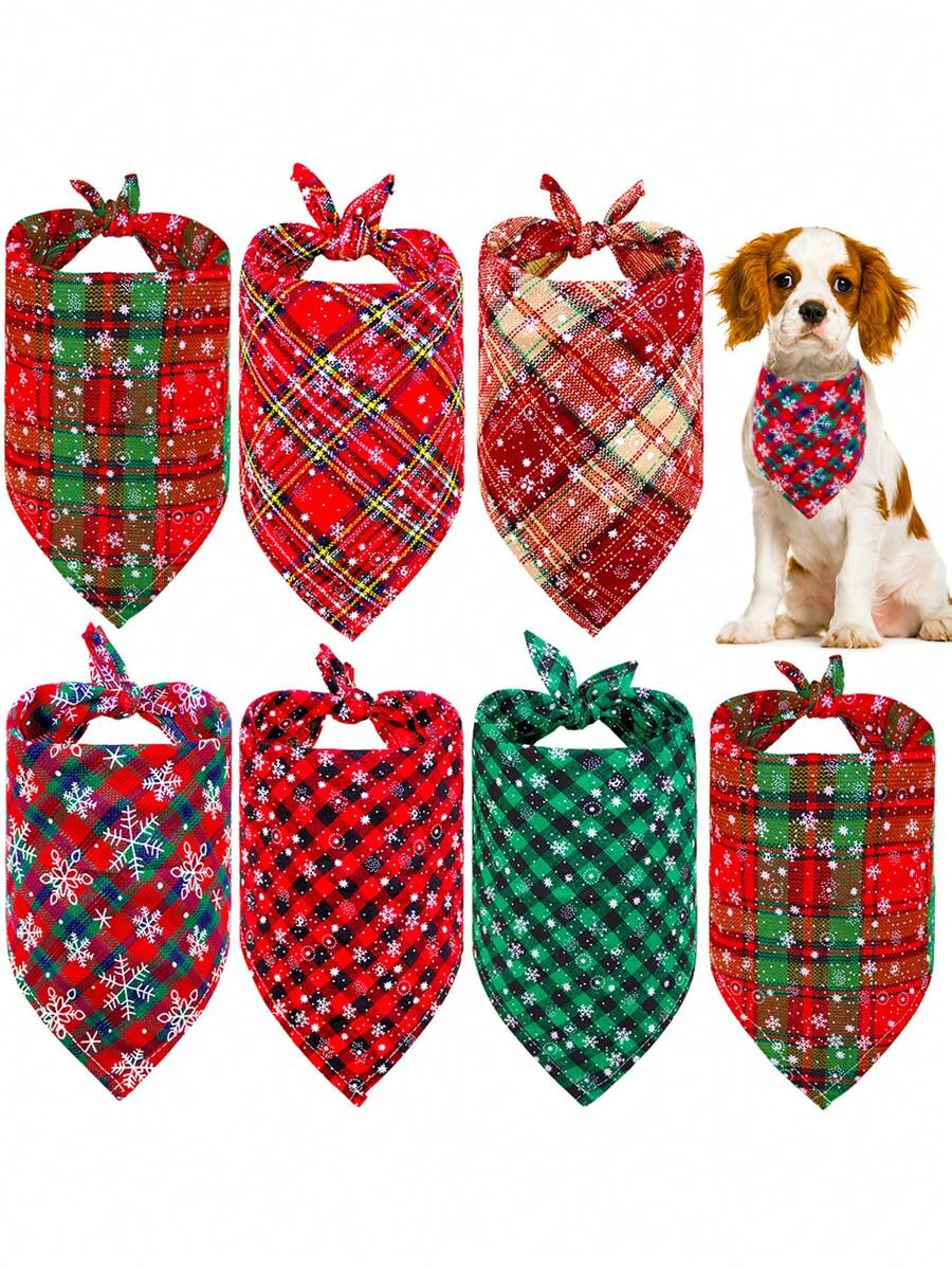 6 sztuk świątecznych, limitowanych, trójkątnych szalików dla zwierząt, szalik dla psa, wzór płatka śniegu, trójkątny szalik dla zwierząt, odpowiedni na zimową dekorację na imprezę świąteczną