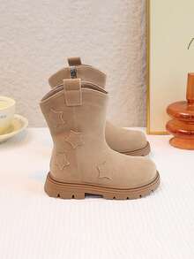 1 双女童软底防滑舒适保暖内里保暖室内/室外休闲运动雪地靴，高帮靴，适合秋冬季 - 卡其色 - 查看 7
