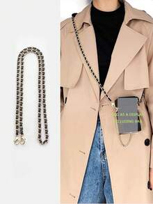 1 件 120 厘米长 PU 皮革包带，适用于斜挎包肩包带，手提包替换配件，8 毫米宽包链，手机挂颈链 - 黑色 - 查看 3