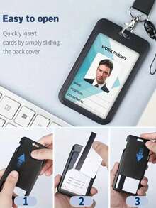 Customizable Name Badge Holder Set, Retractable Clip ID Card Holder, Lanyard, Badge Card Holder, Chest Badge Card, Detachable Lanyard, Including Lanyard, Retractable Clip, Badge Card, Suitable For Customized Work Card Holders, School Season Back To School Student ID Card, Meal Card, Bus Card, Utilities Card Holder