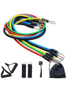 11 Stücke Widerstandsbänder Set mit Griffen, Türanker & Tragetasche, multifunktionale elastische Fitnessbänder für Krafttraining, Brustexpander, Körperstreckung, Heimtraining & Fitnessstudio Zubehör
