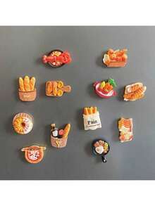 Juego de múltiples piezas de imanes para nevera con diseño de comida adorable - Pegatinas magnéticas mini lindas para nevera, apropiadas para la cocina, la pizarra de la oficina y el lavavajillas - Decoración perfecta de imanes para nevera, imanes divertidos para nevera, regalo de Acción de Gracias