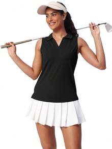 Women's Sleeveless Golf Shirts UPF 50+ Quickly Dry Tennis Polo Lightweight Sports Athletic Tank Tops - màu đen - Xem 4