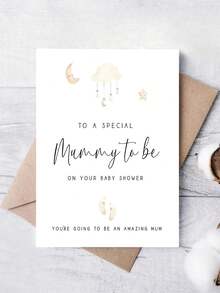1 张迷人的“准妈妈”迎婴派对卡片 - “致特别的准妈妈”，带有月亮和星星设计，非常适合宣布怀孕和庆祝新生儿出生，孕妇礼物创意，新生儿礼物 | 异想天开的设计 | 优雅的字体，送给妈妈的迎婴派对礼物 - 彩色 - 查看 11