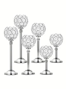 Set Of 3 Gold Crystal Bowl Candlestick Holders Metal Crystal Tealight Candelabras, Tall Crystal Votive Candlesticks Elegant Crystal Candle Stand For Dining Table Centerpiece Wedding Candle Decor,Room Decor,Gifts Birthday Graduation - Nhiều màu - Xem 11