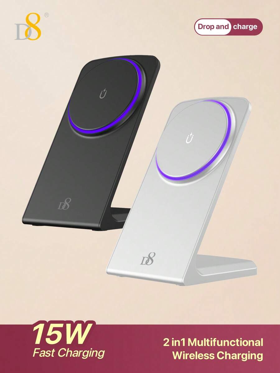 D8 15W Fast Magnetic Charger Stand Compatible With I Phone 17/1615/14/13/12 Series, Fast Charging With Charger Stand Compatible With I Phone17/16 / I Phone16 Pro / I Phone 16 Pro Max /15, 14,13,12 Pro Max/Pro/Mini/Plus - Multicolor - View 1