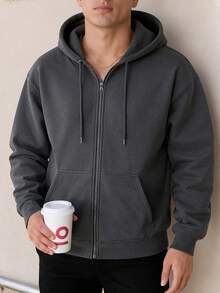 男女通用美式拉链连帽卫衣，休闲夹克，百搭，秋冬