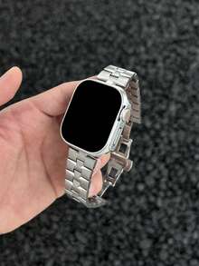 商務不鏽鋼手錶錶帶，兼容 ，適用於 42mm、38mm、40mm、41mm、44mm、45mm、46mm、49mm 及其他尺寸。時尚智慧手錶替換錶帶，適用於 Ultra2、Ultra、SE2、SE、11、10、9、8、7、6、5、4、3、2、1 系列，適合男女使用，學生返校理想禮物。 - 銀色 - 查看 6