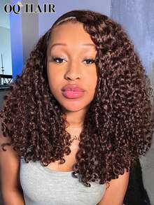 OQ Hair Wear Go Glueless Wigs Brown Color Water Wave 7x5 Zip Zag Pre-Cut Transparent Lace Wig 16-28 Inch 180% Density Pre-Plucked Hairline Stylish Frontal Human Hair Real Human Hair Wigs Wear And Go Glueless Wig Human Hair Free Gifts Free Shipping Halloween Costumes Human Hair Wigs Halloween Travel Essentials Y2K Turn Up Baddie Holiday Vacation For Women - S4 - View 4