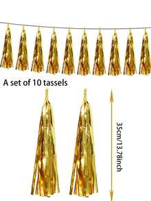 1/2 Set de borlas de metal con lámina de oro, borlas de guirnalda, adecuado para bodas, despedidas de soltero, fiestas temáticas, fiestas de cumpleaños