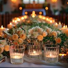 1/6/12 件复古罗纹蜡烛台，透明蜡烛台，适用于婚礼餐桌中心装饰、万圣节、圣诞节、节日装饰