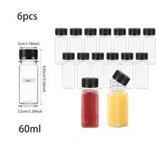 6pcs Reusable Plastic Juice Bottles, Transparent Large Capacity Beverage Containers With Black Lids, Suitable For Juice, Milkshake, Tea, Milk, Fruit & Vegetable Juice, Smoothie, Water And Other Drinks, Refrigeration Storage - Multicolor - View 25