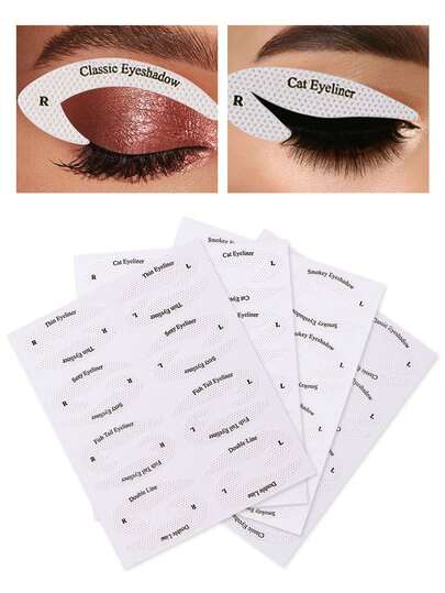 32 Pairs /4pcs Eyeliner Auxiliary Makeup Tools, Cat Eyeliner Auxiliary Sticker, Eye Shadow Eyeliner Auxiliary Sticker, Cat's Eye Line, Fox Eye Makeup Template, Eyeliner Template Sticker, Eye Makeup Tool Accessories, Eye Makeup Mold, Eyeliner Tape Eyeliner Sticker, Eye Makeup Template Card Eye Makeup Auxiliary Sticker Novice Listless Eye Makeup, Eyeliner Template, Eyeliner Eye Makeup Tools For Beginners.,Makeup,Cheap,Room Decor,Vanity,Travel,Bedroom,Makeup Accessories