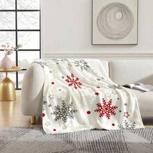 1 件圣诞主题超柔软毛毯，白色雪花羊毛毯，法兰绒面料，触感柔软，保暖功能，实用盖毯，适用于卧室、客厅、圣诞装饰、办公室午睡、露营野餐