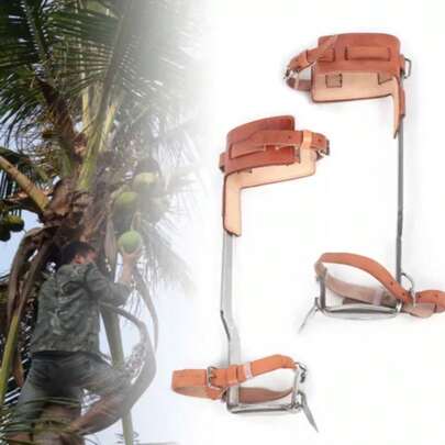 Rainaut Adjustable Cow Leather Tree Climbing Spikes Set - Upgrade Climbing Gear For Outdoor Jungle Survival And Fruit Picking - Practical Gift