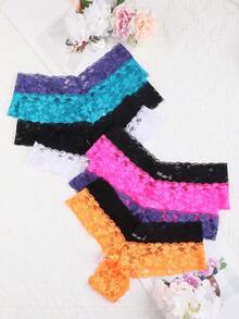 6 Pcs Elegant Lace Trim Panties Set, Comfortable Stylish Lingerie, Perfect For Romantic Nights & Special Occasions, Summer,Sexy Underwear - 彩色 - 查看 2