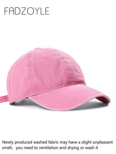 FADZOYLE Gorra de béisbol para mujer, versión coreana suave en la parte superior, lavada en unicolor clásica estilo Ins, gorra de papá de estilo japonés casual