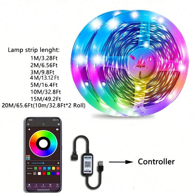 1pc LED Light Strip, Bedroom LED Light, Smart LED Light APP Control, DIY Single-Line Multi-Color, Color Changing LED Light Music Sync, Home Decor For Living Room, Halloween, Christmas, Wedding, Wall Decor, Party, Christmas Perfect Gift - RGB - View 4
