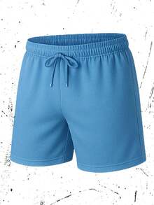 Kit 2 Bermudas Calção Masculino Cordão Básica Lisa Treino Academia Exercício Físico - Azul Turquesa - Visão 4