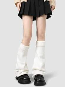 1/2 Pairs Solid Color Leg Warmers, Women's Knitted Leg Warmers, Flared Leg, Y2K Subculture, JK Long Leg Warmers, Spring/Autumn Christmas Gift - Mouldless - View 10