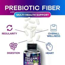 Psyllium Husk Fiber Supplement 1500mg - Vegan Prebiotic, Soluble Fiber For Daily Digestive Health &Amp; Regularity Support, Natural Psyllium Powder Caps, Sugar-Free, Non-GMO &Amp; Gluten-Free - 60 Capsules - Flavor NameA - 查看 4