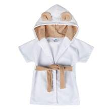 Hooded Baby Bathrobe For Babies 1 To 12 Months - Kaki và Trắng - Xem 1