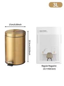 3L Stainless Steel Pedal Bin Copper Metallic | Anti-Fingerprint | Matt Finish | Small Bathroom Garbage Bin With Inner Holder Bin