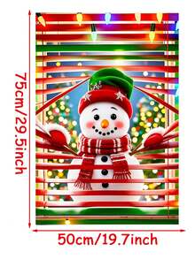 1pc Christmas Window Decoration, Reindeer Santa Snowman Pattern Background Cloth, Indoor/Outdoor Decor, Suitable For Christmas Theme Party Hanging Decor, No Power Needed, Winter Home Decor, Christmas Decoration, Not Sticker - Multicolor - View 12