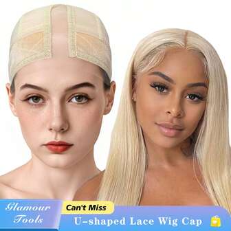 U-Shaped Lace Wig Grip Cap For Women, Adjustable Wig Caps For Women Non Slip With Headband To Secure Lace Top Perfectly In Place, One Size Fits All,