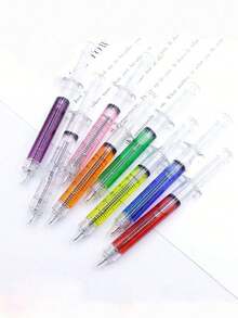 قلم حبر بشكل إبرة حقن عشوائي الألوان، قرطاسية للطلاب والمكتب، قلم توقيع - متعدد الألوان - مشاهدة 11