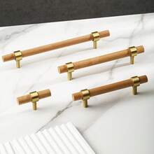 1 件山毛榉木拉手，山毛榉木 + 黄铜材质，现代简约橱柜家具抽屉拉手，衣柜门把手，山毛榉木把手，现代简约橱柜家具抽屉 - 彩色 - 查看 5