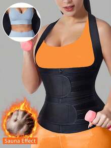 Faja reductora para mujer - Corsé de compresión con control abdominal, dispositivo de moldeado cronometrado, material de nailon transpirable, adecuado para fitness y entrenamiento - Negro - Ver 11