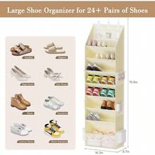 Shoe Storage Over The Door Shoe Organizer Hanging Closet Shoe Storage With Large Deep Pockets Fits 1624 Pairs Of Sneakers Sandals Boots Beige