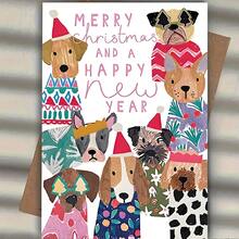 1张趣味圣诞贺卡，附信封。圣诞毛衣帽子狗狗贺卡——馈赠亲朋好友的完美之选。独特的礼物（12厘米/4.7英寸 X 17厘米/6.7英寸） - 彩色 - 查看 9