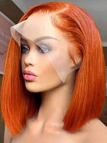 Transparent Lace Straight 13x4 Lace Frontal Wig Era To Era Lace Frontal Short Bob Human Hair Wig Natural Color For Halloween Costumes - S350B - View 3