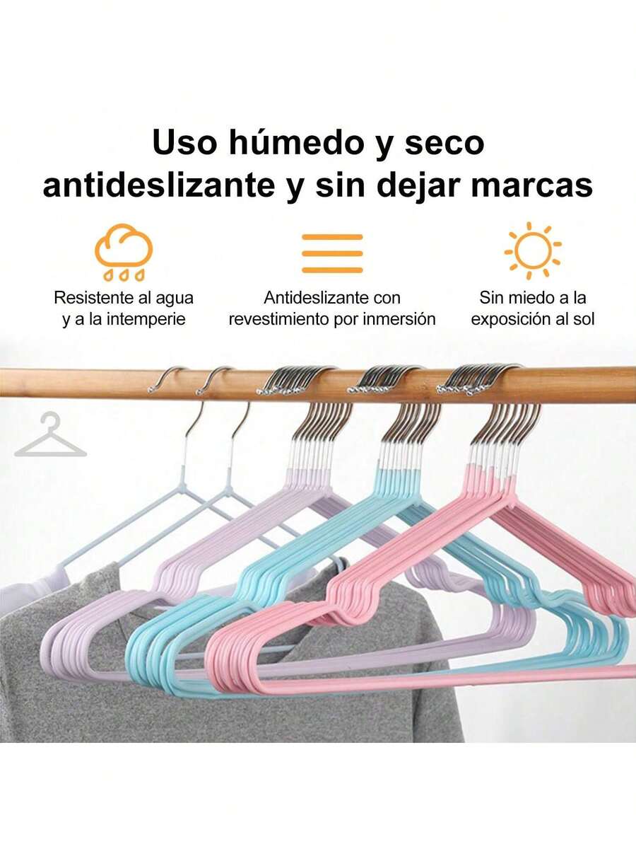 1/10/20 piezas Ganchos metálicos antideslizantes para secar, aptos para el hogar y la cuerda de tender, pueden colgar ropa de niños y adultos - Multicolor - Ver 1