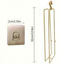 Soporte para papel higiénico sin taladro, estante de hierro para rollo de papel higiénico de baño, se adhiere a la puerta, soporte para toallas de cocina (dorado)