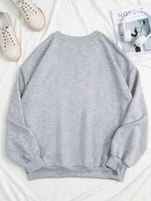 感恩节定制个性化礼物，圣诞节礼物 - 定制一件女士卫衣，添加您自己的文字/图片（徽章图案/公司标志/家庭照片/自拍）来设计您专属的个性化印花T恤，作为送给女朋友的礼物，情侣约会T恤，运动连帽衫，可以印制情侣照片/自拍、狗狗、猫咪等，美观时尚，适合春季，也适合家庭穿着。 - 淺灰色 - 查看 2