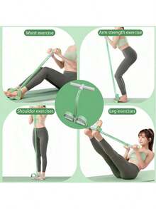Multifunctional Tension Rope, 4 - Tube Elastic Yoga Pedal Puller Resistance Band, Natural Latex Tension Rope Fitness Equipment, Suitable For Abdomen/Waist/Arm/Leg Stretching And Weight - Loss Training
