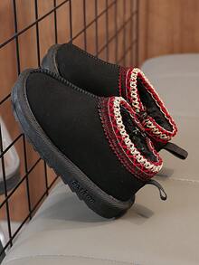 1 Pair Baby Snow Boots, Fabric Upper, Soft, Comfortable, Lightweight, Convenient Zipper Closure, Suitable For Indoor, Outdoor, Play, Holidays And Other Occasions