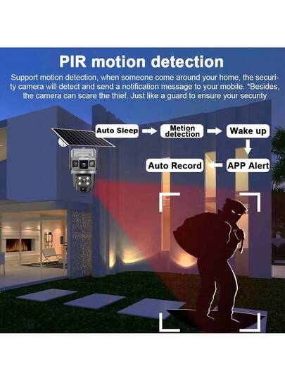 SWVW V380 Pro 12MP WiFi 10X Zoom Solar Camera 6K Dual Lens Three Screen Outdoor IP Security PIR Human Detection CCTV PTZ Cam V380PRO,2.4GWIFIOutdoor Indoor Home Cameras, Wireless WIFI Ring ,None Surveillance Pet view 7