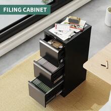 3-Drawer Locking File Cabinet For Home Office, Black Metal Vertical Filing Cabinet With Anti-Tilt Security, Silent Slides, Fits Folders, Easy Assembly - Black - View 5